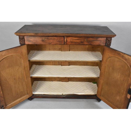 457 - A Late Victorian Stained Pine Side Cabinet with Two Drawers Over Shelved Cupboard, 108cms Wide