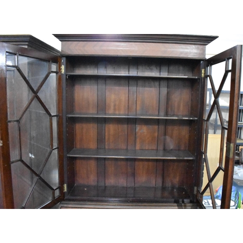 465 - A Mid 20th Century Mahogany Astragal Glazed Bureau Bookcase with Fall Front to Fitted Interior, Four... 