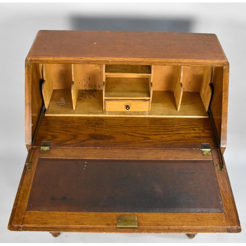 468 - A Mid 20th Century Oak Fall Front Bureau with Two Long Drawers, 78cms Wide