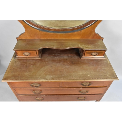 478 - An Edwardian Inlaid Mahogany Dressing Chest with Three Long Drawers, Two Raised Jewel Drawers and Ov... 