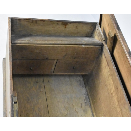 504 - A 19th Century Oak Coffer Chest, Hinges Require Replacement, 92cms Wide