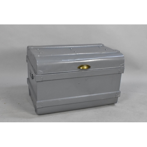 505 - A Grey Painted Metal Travelling Trunk, 70cms Wide