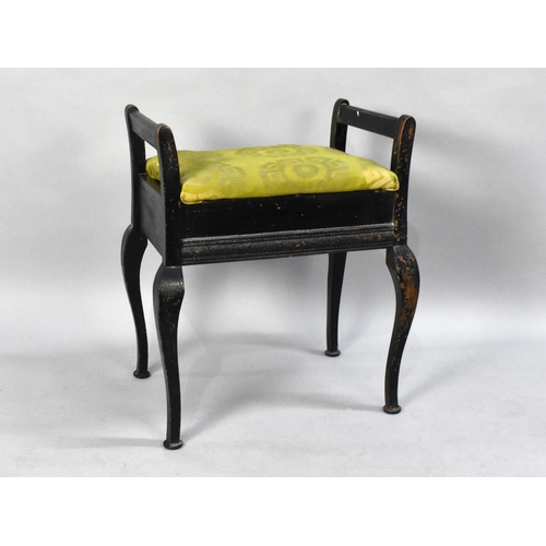 513 - An Edwardian Black Painted Piano Stool for Restoration, 55cms Wide