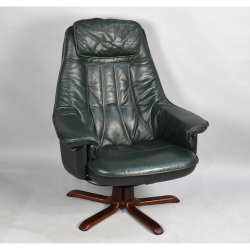 520 - A Green Leather Effect Stressless Style Armchair