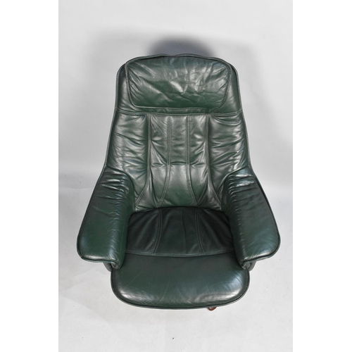 520 - A Green Leather Effect Stressless Style Armchair