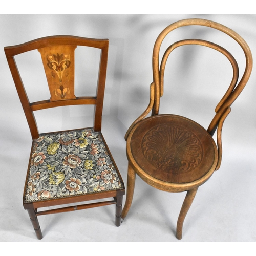 527 - A Penny Seated Hoop Backed Chair Together with an Art Nouveau Influenced Edwardian Side Chair