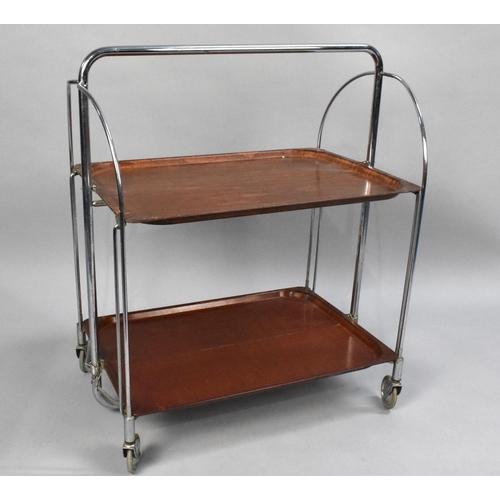 65 - A Mid 20th Century Folding Chrome Framed Trolley, 62cms Wide