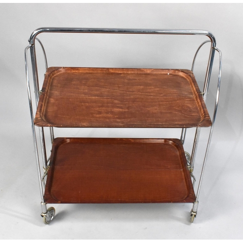 65 - A Mid 20th Century Folding Chrome Framed Trolley, 62cms Wide