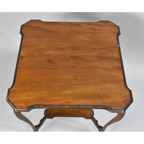 66 - An Edwardian Mahogany Square Topped Occasional Table with Stretcher Shelf