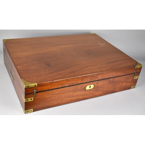 79 - A Large 19th Century Brass Mounted Mahogany Campaign Box with Inset Brass Mounts, 60x44x15cm High