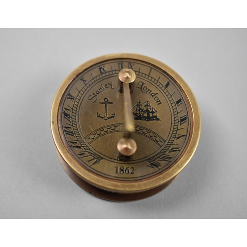 84 - A Small Brass Circular Pocket Combination Compass and Sundial as Made by Stanley in 1846, Inner Lid ... 