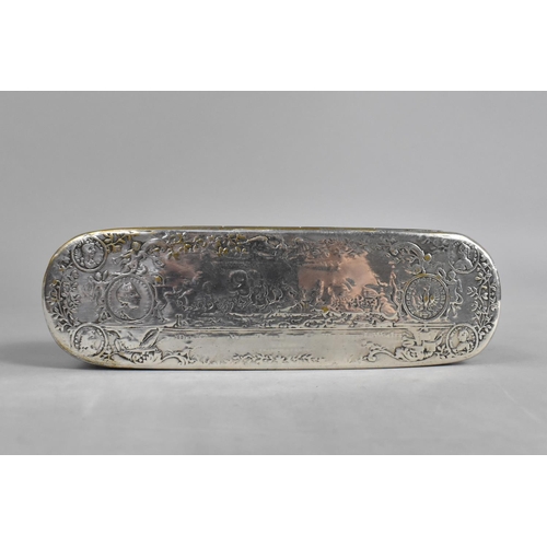 9 - An 18th Century German Silver Plated Tobacco Box, Hinged Lid Decorated in Relief with Scene From the... 