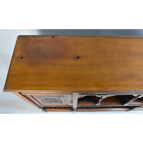 92 - An Edwardian Mahogany Sideboard Base with Centre Drawer Over Open Display Area, Flanked by Half Pane... 