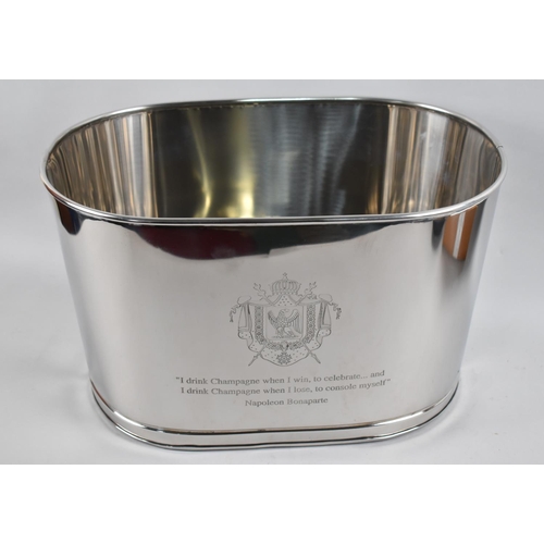 95 - A Modern Silver Plated Champagne Cooler Inscribed with Coat of Arms and Quote from Napoleon Bonapart... 