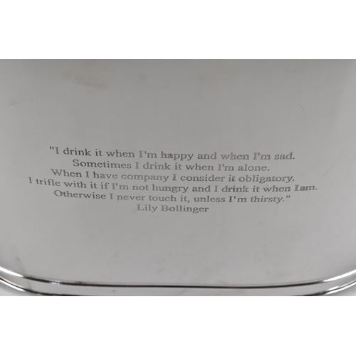 95 - A Modern Silver Plated Champagne Cooler Inscribed with Coat of Arms and Quote from Napoleon Bonapart... 