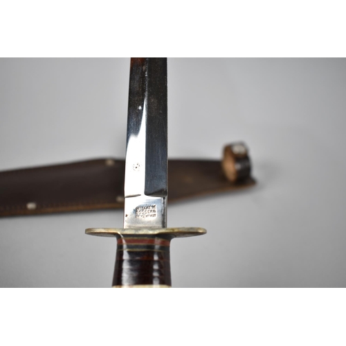 99 - A Mid 20th Century Stiletto Blade Knife by William Rodgers in Leather Scabbard