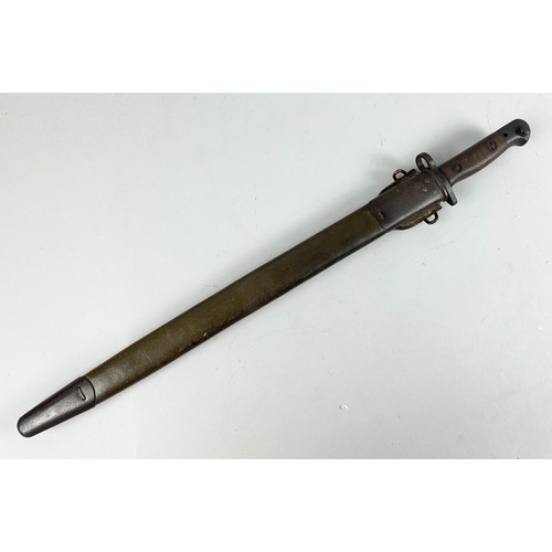 74 - An American M917 Bayonet Dated 1907 with Leather Scabbard Stamped Jewell 1917