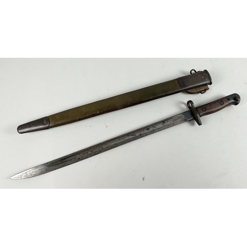 74 - An American M917 Bayonet Dated 1907 with Leather Scabbard Stamped Jewell 1917