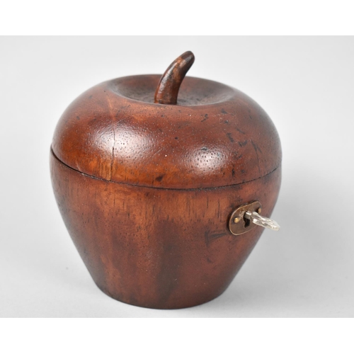 10 - A Reproduction Georgian Style Carved Wooden Novelty Tea Caddy in the Form of an Apple, with Key, 11c... 
