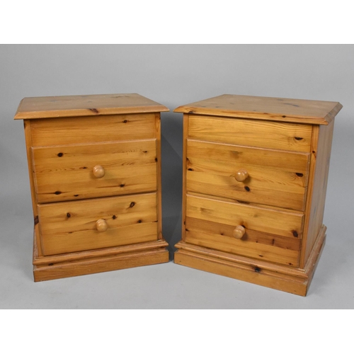 112 - A Pair of Modern Pine Two Drawer Bedside Cabinets, 46cms Wide