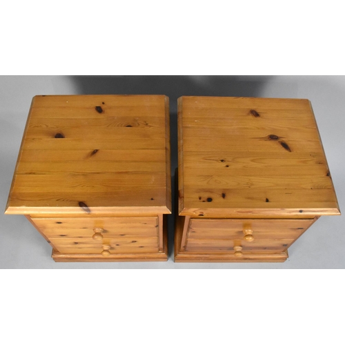 112 - A Pair of Modern Pine Two Drawer Bedside Cabinets, 46cms Wide