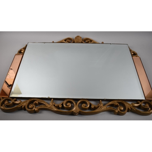 113 - A Mid 20th Century Gilt Framed Rectangular Wall Mirror with Bevelled Glass, 71x51cms Overall