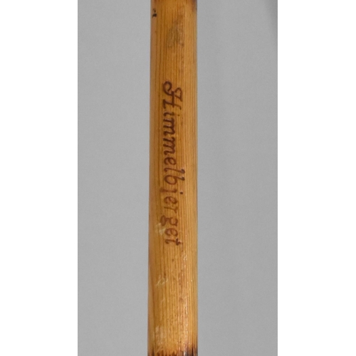 116 - A Danish Souvenir Walking Stick for Himmelbjerget with Horn Handle in the Form of Man Playing Drum