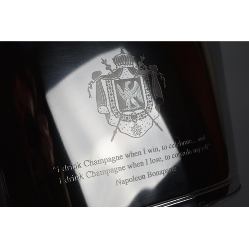 118 - A Modern Silver Plated Double Champagne Bucket, The Sides Engraved with Quotes from Napoleon Bonapar... 