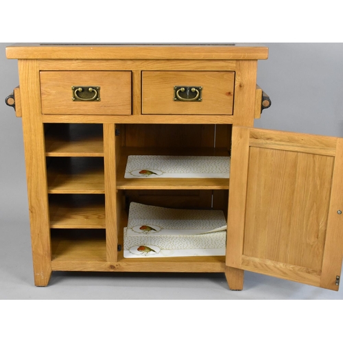 133 - A Modern Kitchen Island Block with Two Drawers, Two Towel Rails and Chopping Board Top, Base Cupboar... 