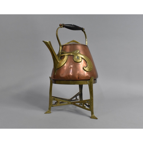 136 - An Arts and Crafts Copper and Brass Spirit Kettle, No Burner