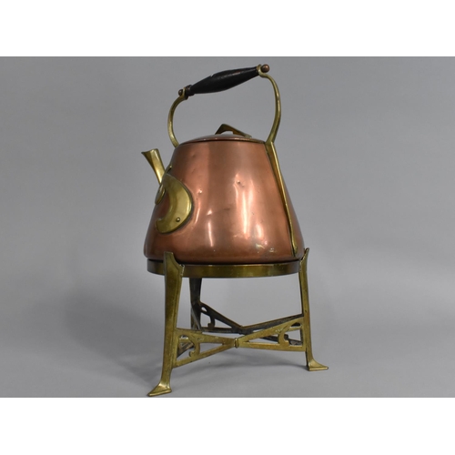 136 - An Arts and Crafts Copper and Brass Spirit Kettle, No Burner