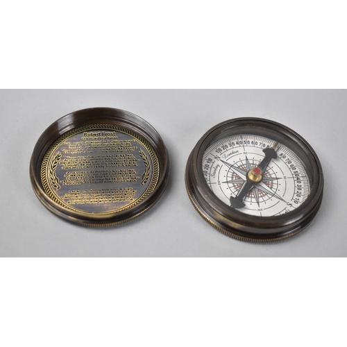 15 - A Reproduction Circular Pocket Compass, The Marine Pocket Compass 1920, The Screw Off Lid Inscribed ... 