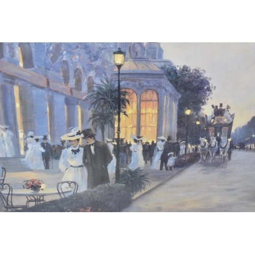 168 - A Large Framed Edwardian Print Depicting Paris Street Cafe, 75x48cms