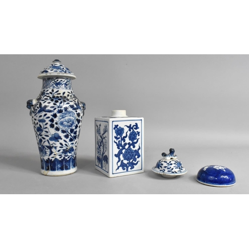 227 - A Collection of Qing and Later Blue and White Chinese Porcelain to Comprise Vase and Cover, Tea Cadd... 