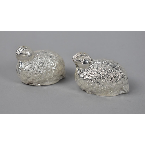 25 - A Pair of Modern Silver Plated Table Cruets in the Form of Chicks, 7m Long