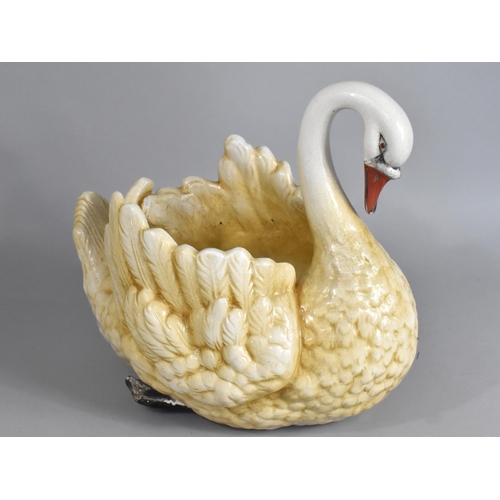 252 - A Large Ceramic Swan Planter, 34cm high