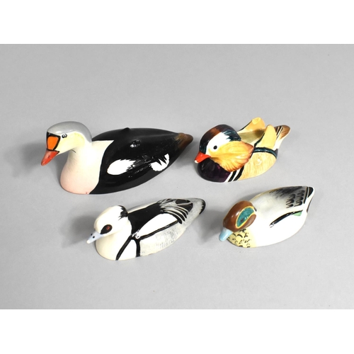 253 - Four Beswick Peter Scott Ducks to Comprise King Eider, Smew, Teal and Mandarin Duck (Wing with Chip)