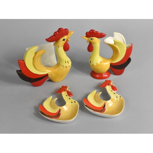 255 - A Collection of c.1960's Holt Howard Rooster China to Comprise Two Dishes, Vase and Holder