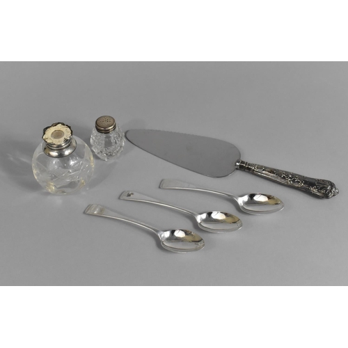 273 - A Collection of Silver Mounted Items to Comprise Silver Handled Cake Slice and Two Silver Mounted Gl... 