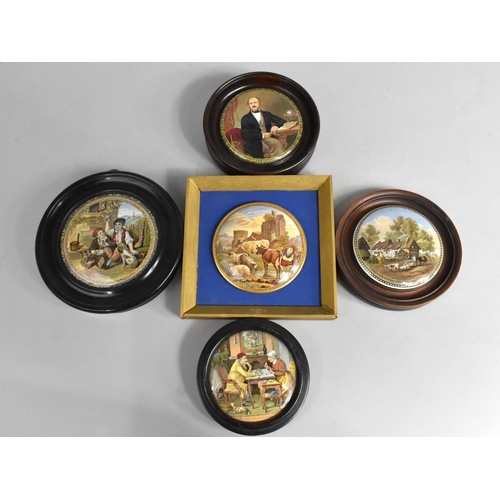 314 - Five Various 19th Century Transfer Printed Pot Lids to Comprise Prattware 