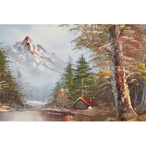 322 - A Pair of Carved Wooden Framed Alpine Oils, Each 24x19cms