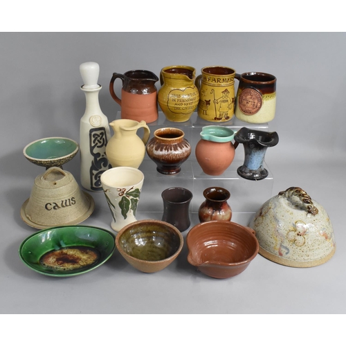 323 - A Collection of Various Studio Pottery to Comprise Jugs, Covers, Bowls, Green Glazed Dish etc