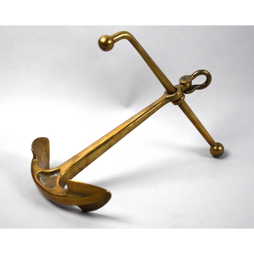 35 - A Brass Model of a Ships Kedge Anchor, 19cms Long