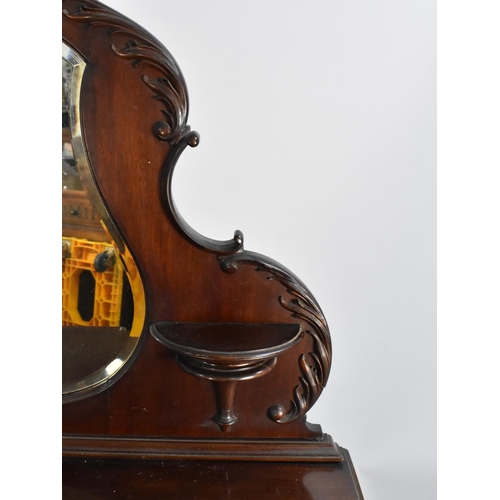 406 - An Edwardian Mahogany Mirror Back Chiffonier, Breakfront Base Section with Carved Panelled Door to C... 