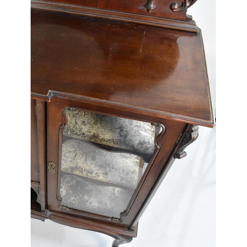 406 - An Edwardian Mahogany Mirror Back Chiffonier, Breakfront Base Section with Carved Panelled Door to C... 