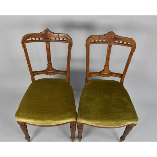 436 - A Pair of Edwardian Inlaid Side Chairs