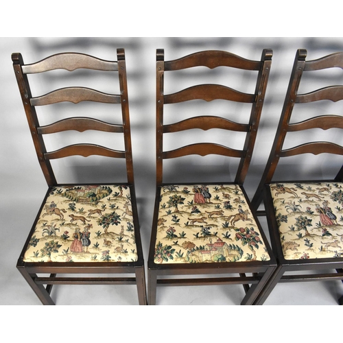 437 - A Set of Four Mid 20th Century Mahogany Ladder Back Chairs