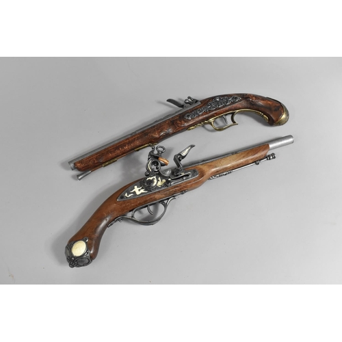 450 - Two Replica Flintlock Pistols, both Non Firing but Working, 46cm long