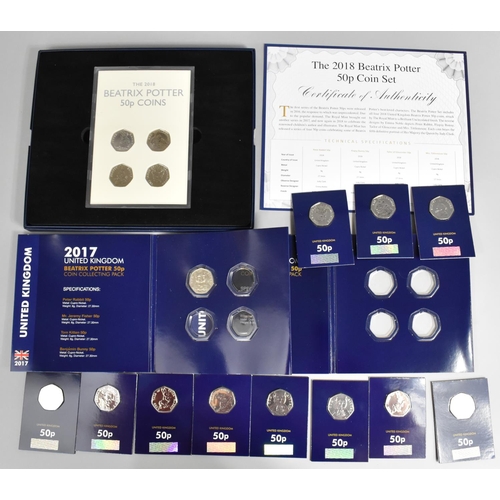 454 - A Westminster Boxed 2018 Beatrix Potter 50p Coin Set with Certificate of Authenticity Together with ... 