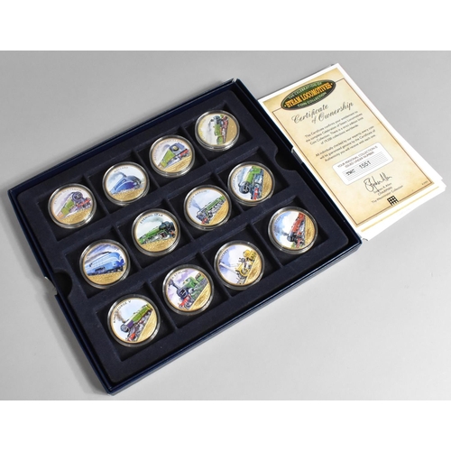 459 - A Westminster Celebration of Steam Locomotive Coin Collection in Case with Certificates